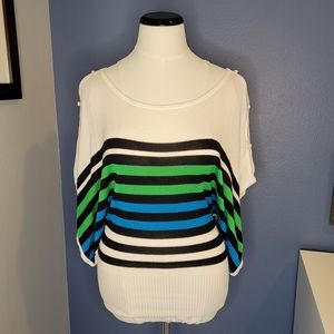 Bebe Open Dolman Sleeve Stripe Sweater
